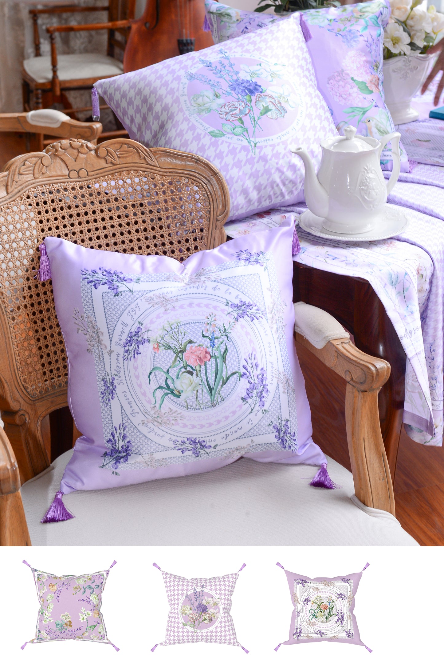 "Secret Violet Garden" Cushion, Throw Pillow