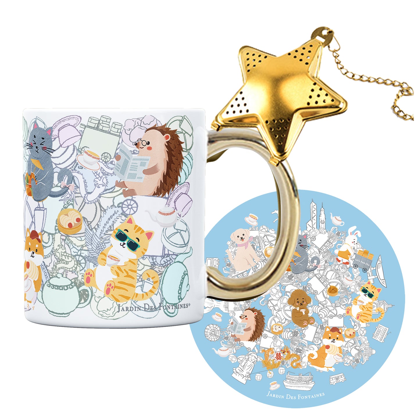 "Let's Yum Cha" Mug, Tea Infuser and Coaster Set