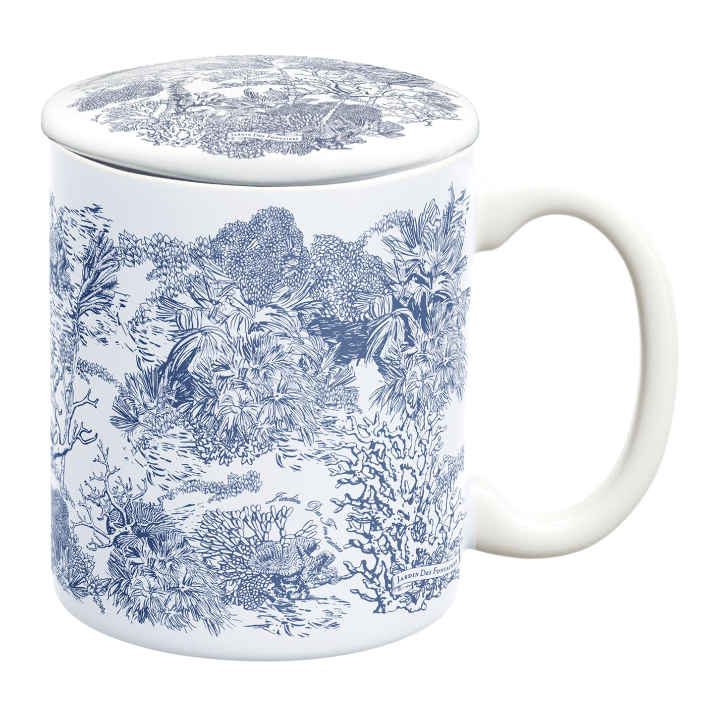 "Toile De Jouy" Porcelain Mug With Lid 350ml