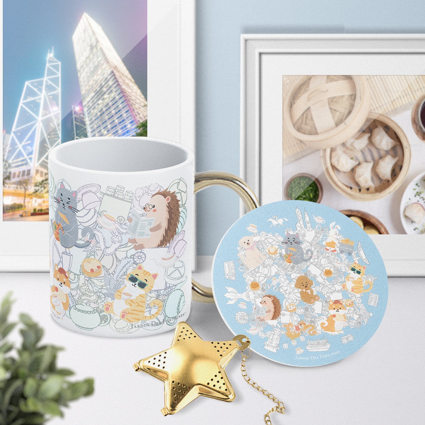 "Let's Yum Cha" Mug, Tea Infuser and Coaster Set