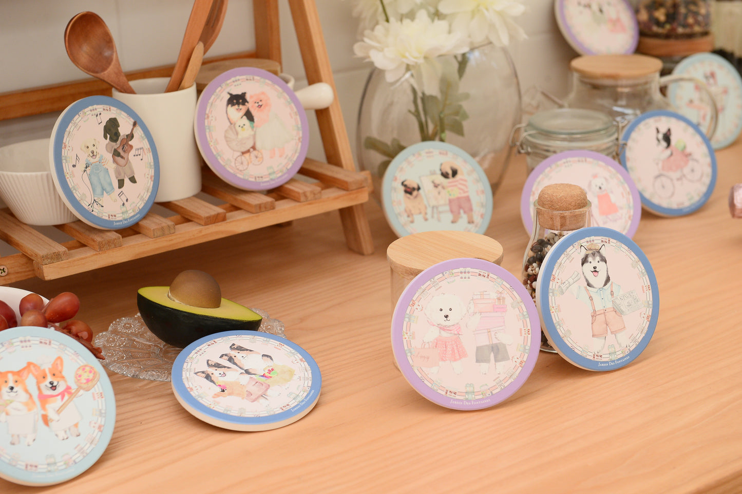 "Oh My Dog" Pomeranian's Family Ceramic Coaster
