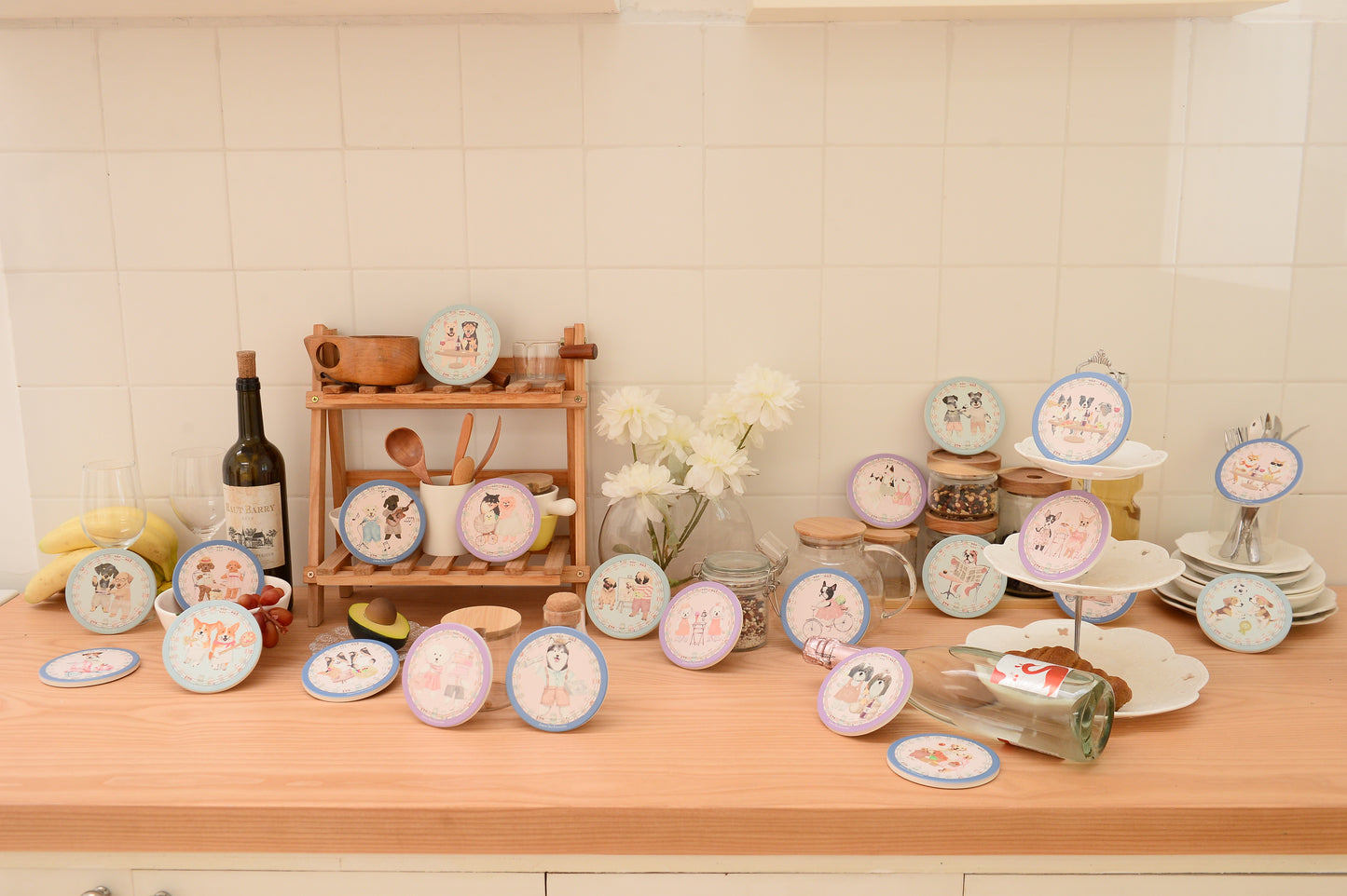 "Oh My Dog" Pomeranian's Family Ceramic Coaster