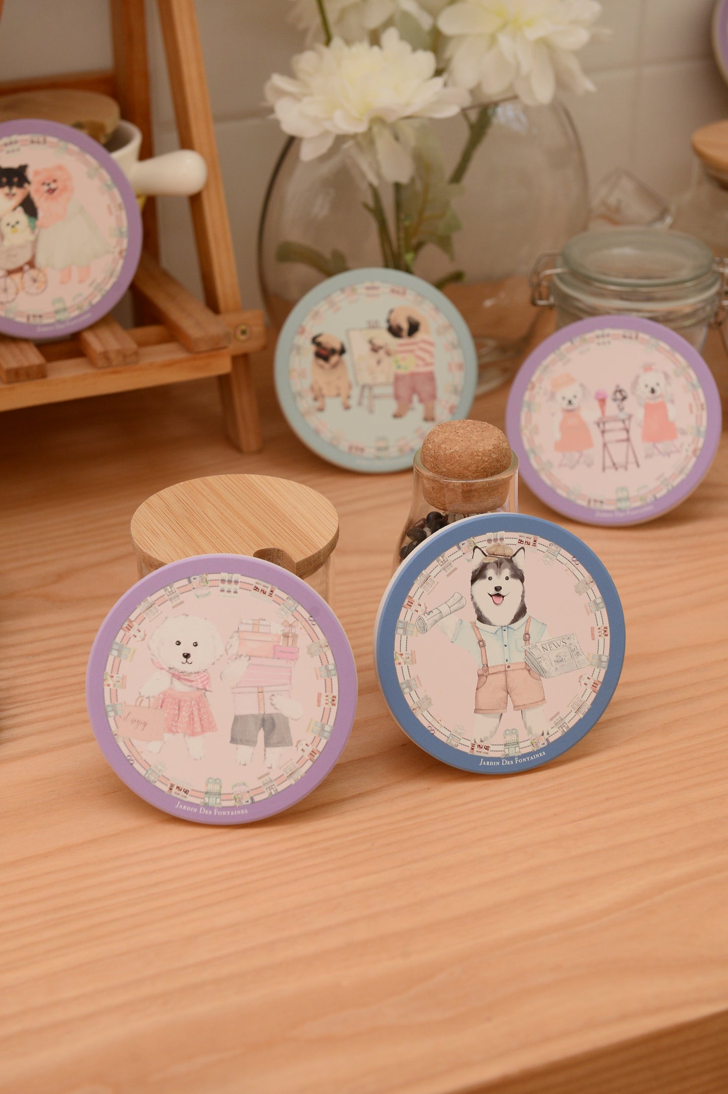 "Oh My Dog" Dancing Bull Terrier Ceramic Coaster