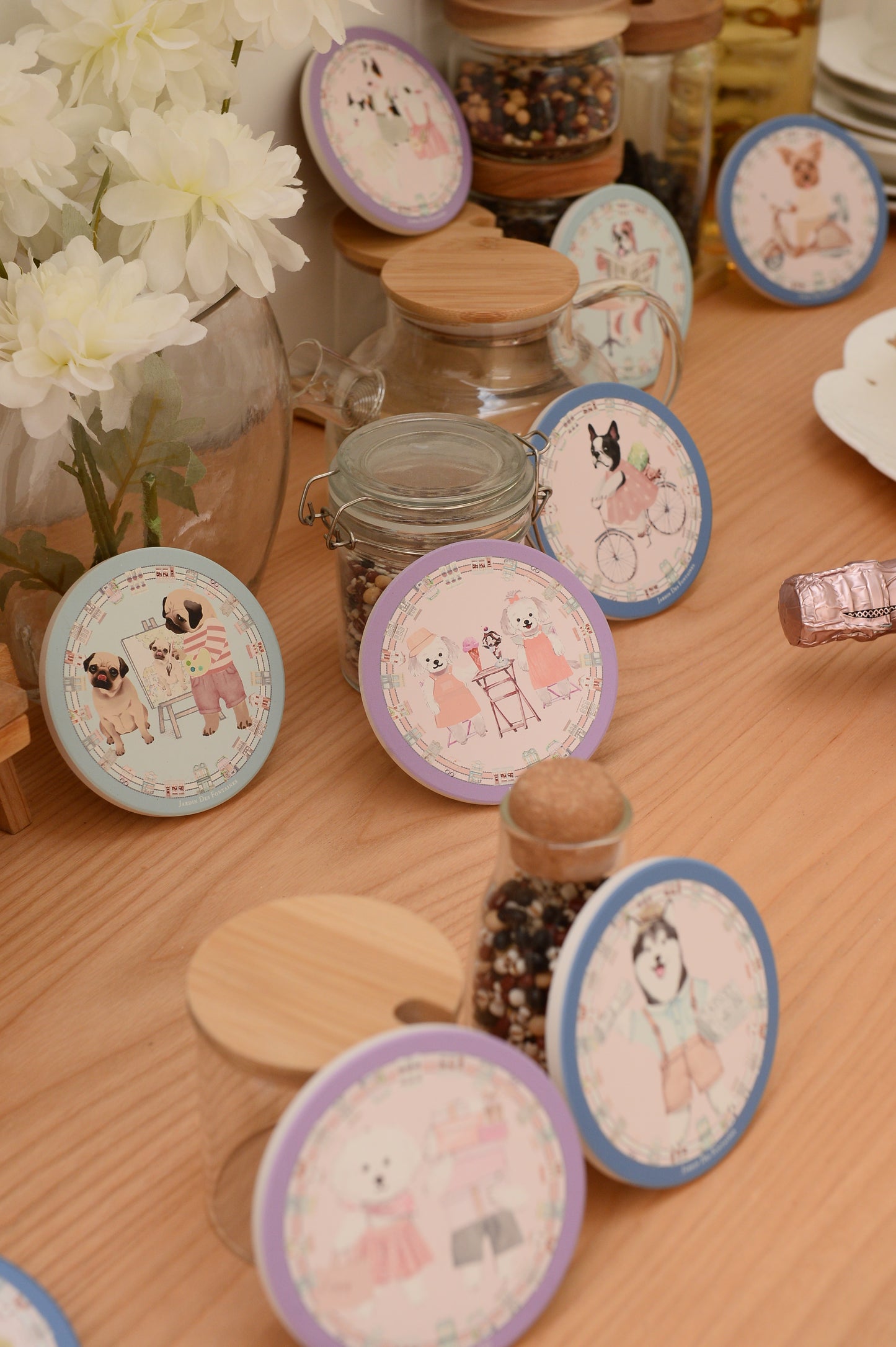 "Oh My Dog" Pomeranian's Family Ceramic Coaster