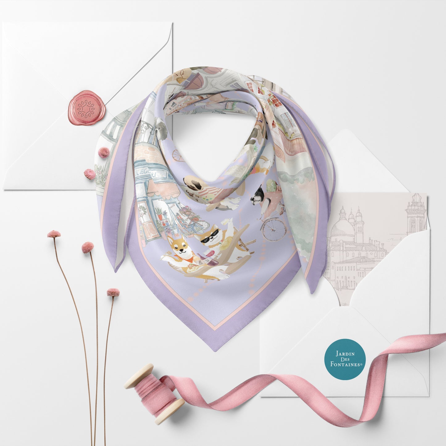 "Oh My Dog" 90cm Silky Scarf
