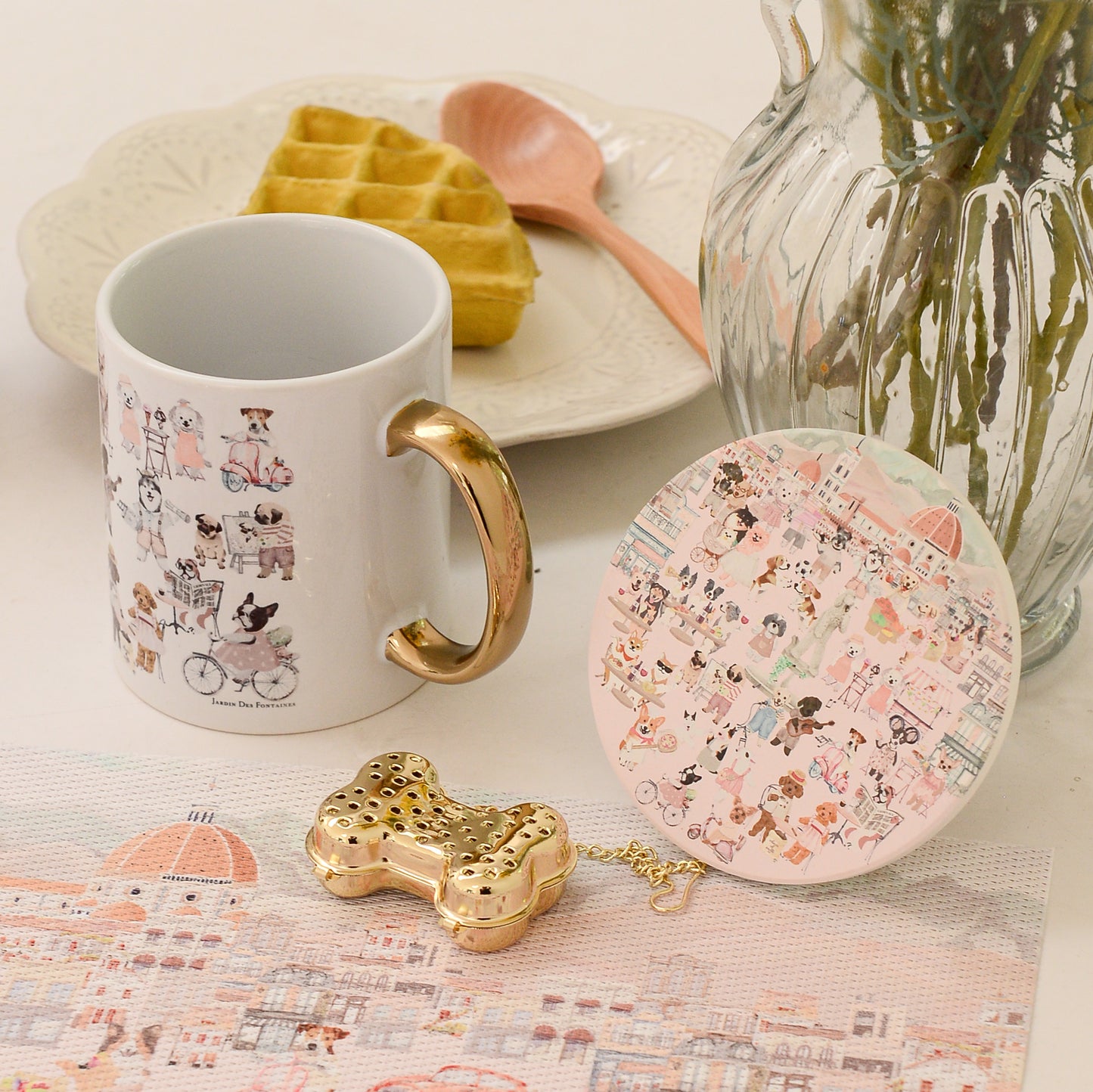 "Oh My Dog" Mug, Tea Infuser and Coaster Set