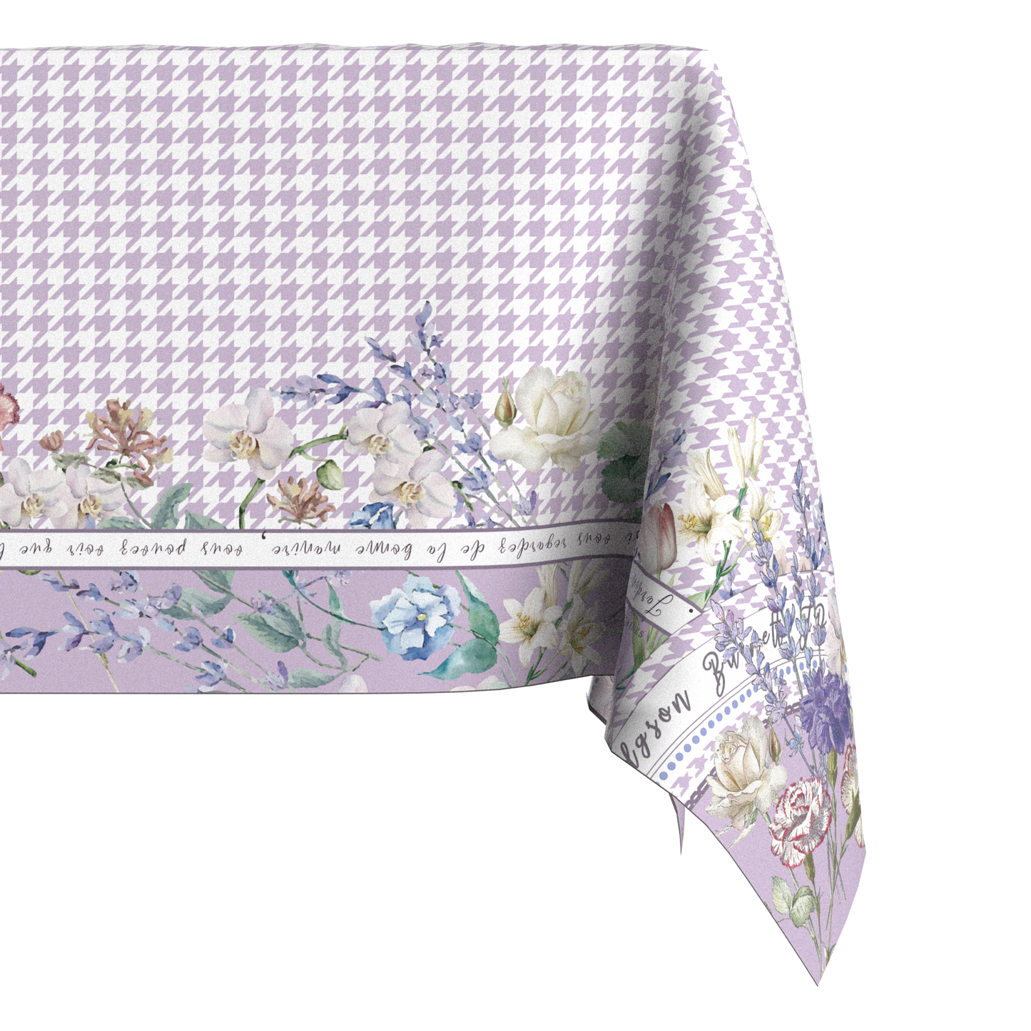 "Secret Violet Garden" Houndstooth Waterproof Tablecloth