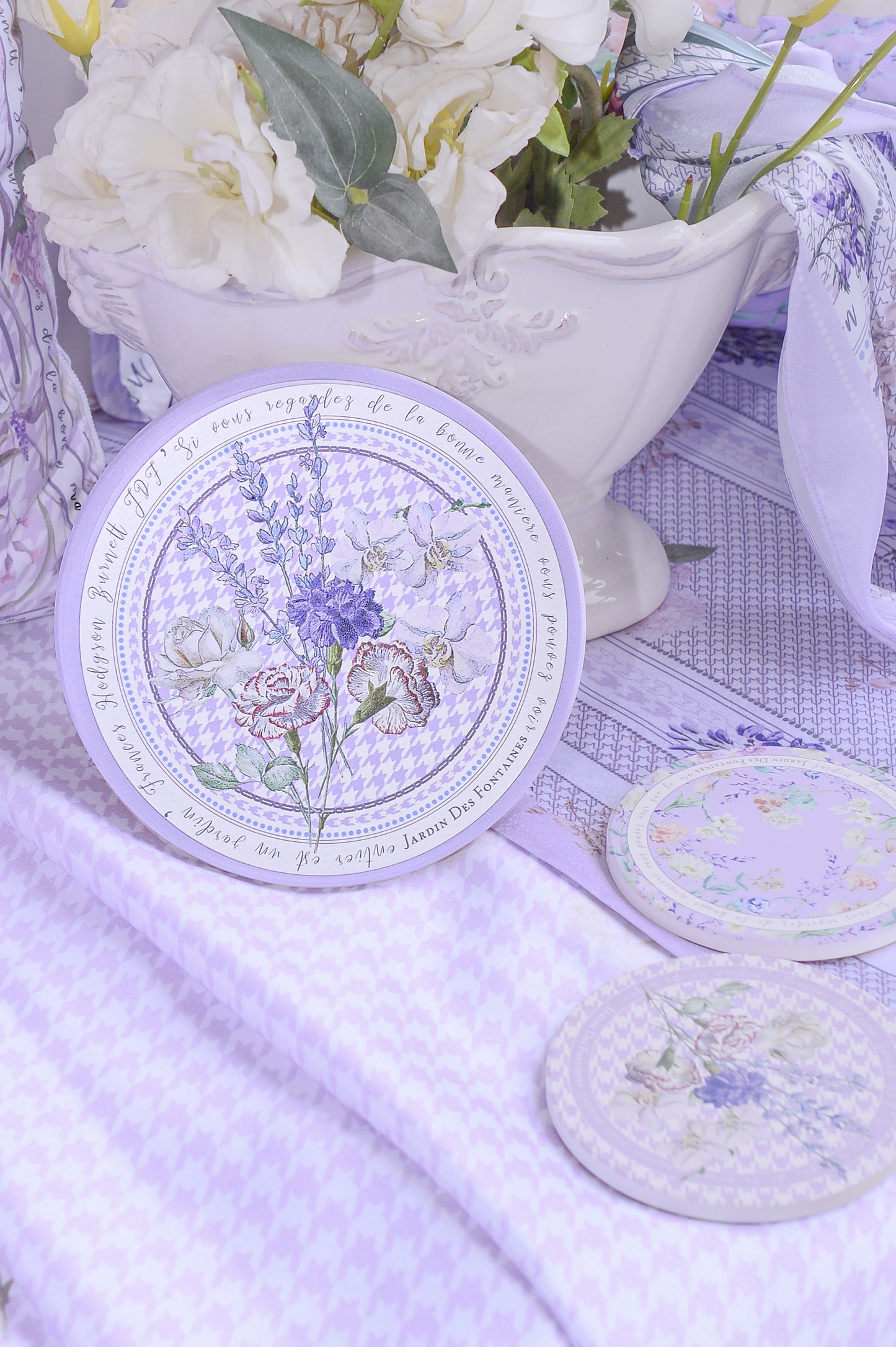 "Secret Violet Garden" Ceramic Potholder,  Hot Pad