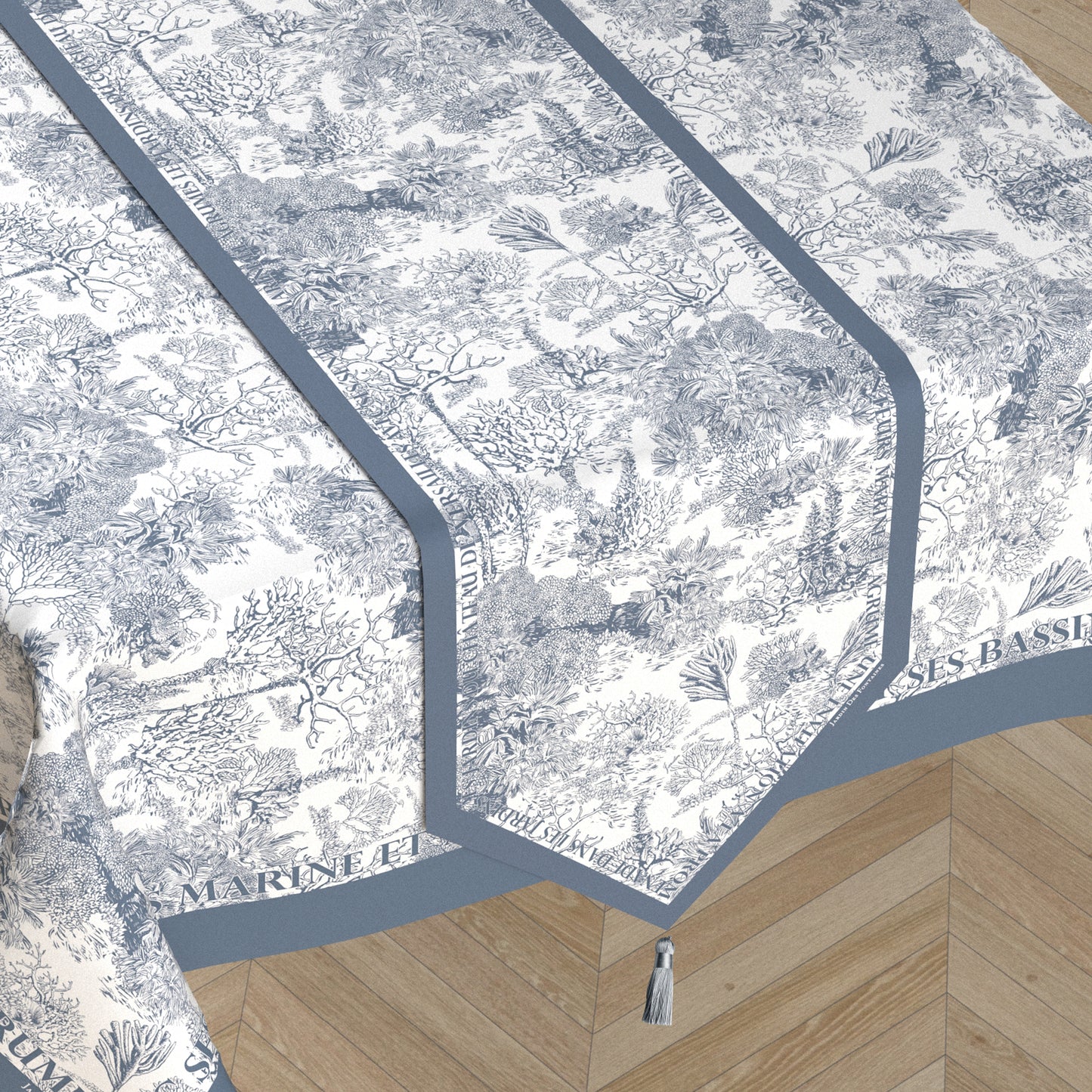 "Toile De Jouy" Waterproof Table Runner