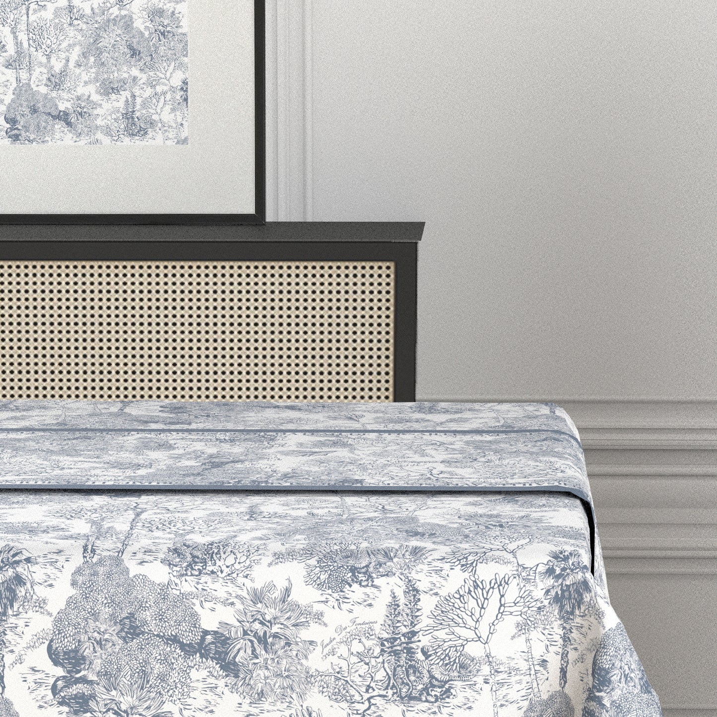 "Toile De Jouy" Waterproof Table Runner