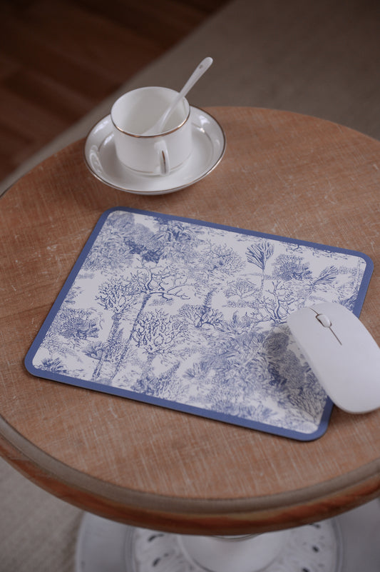 "Toile De  Jouy" PU Leather Mouse Pad