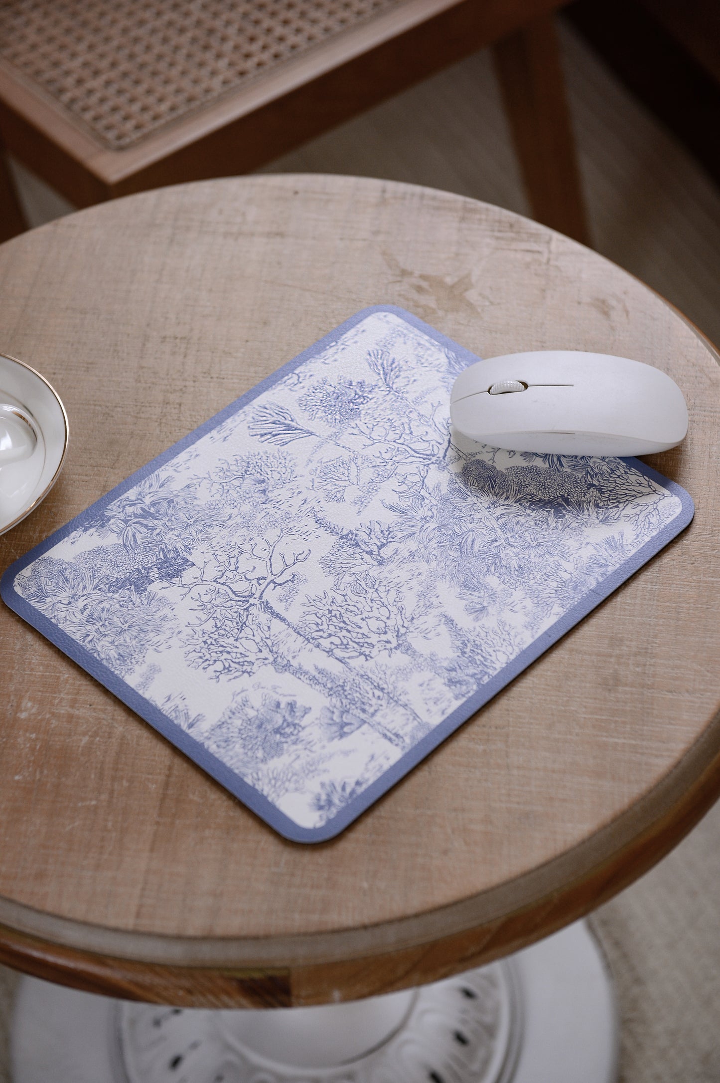"Toile De Jouy" PU Leather Mouse Pad