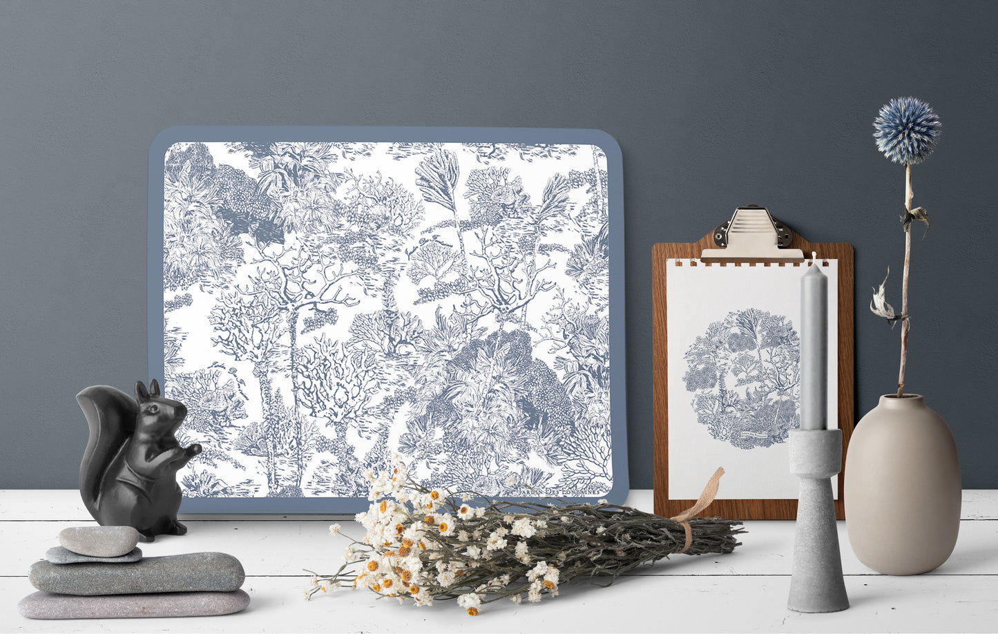 "Toile De Jouy" PU Leather Mouse Pad