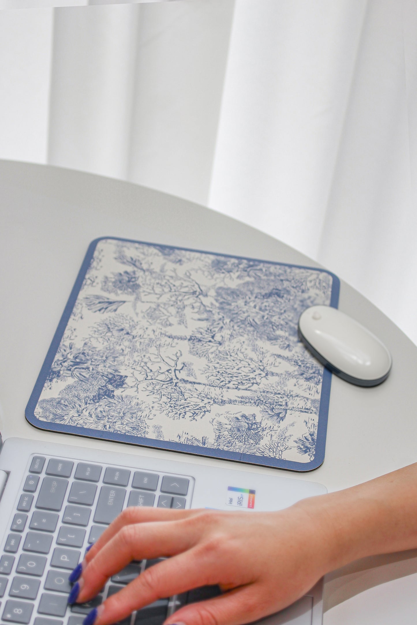 "Toile De Jouy" PU Leather Mouse Pad