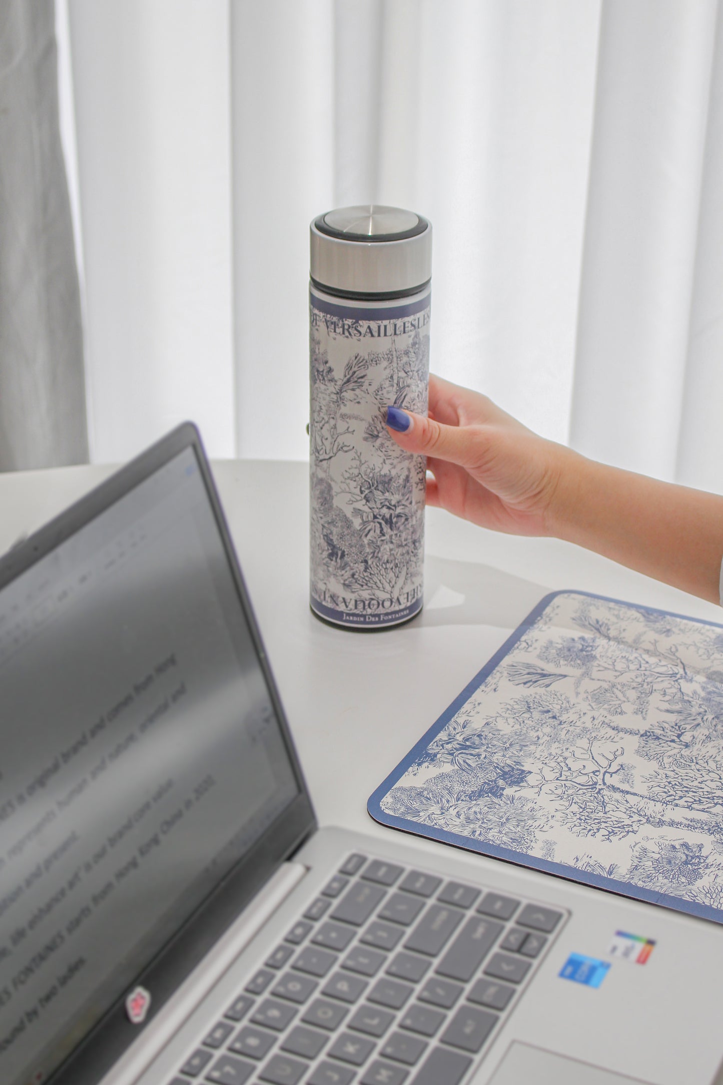 "Toile De Jouy" PU Leather Mouse Pad