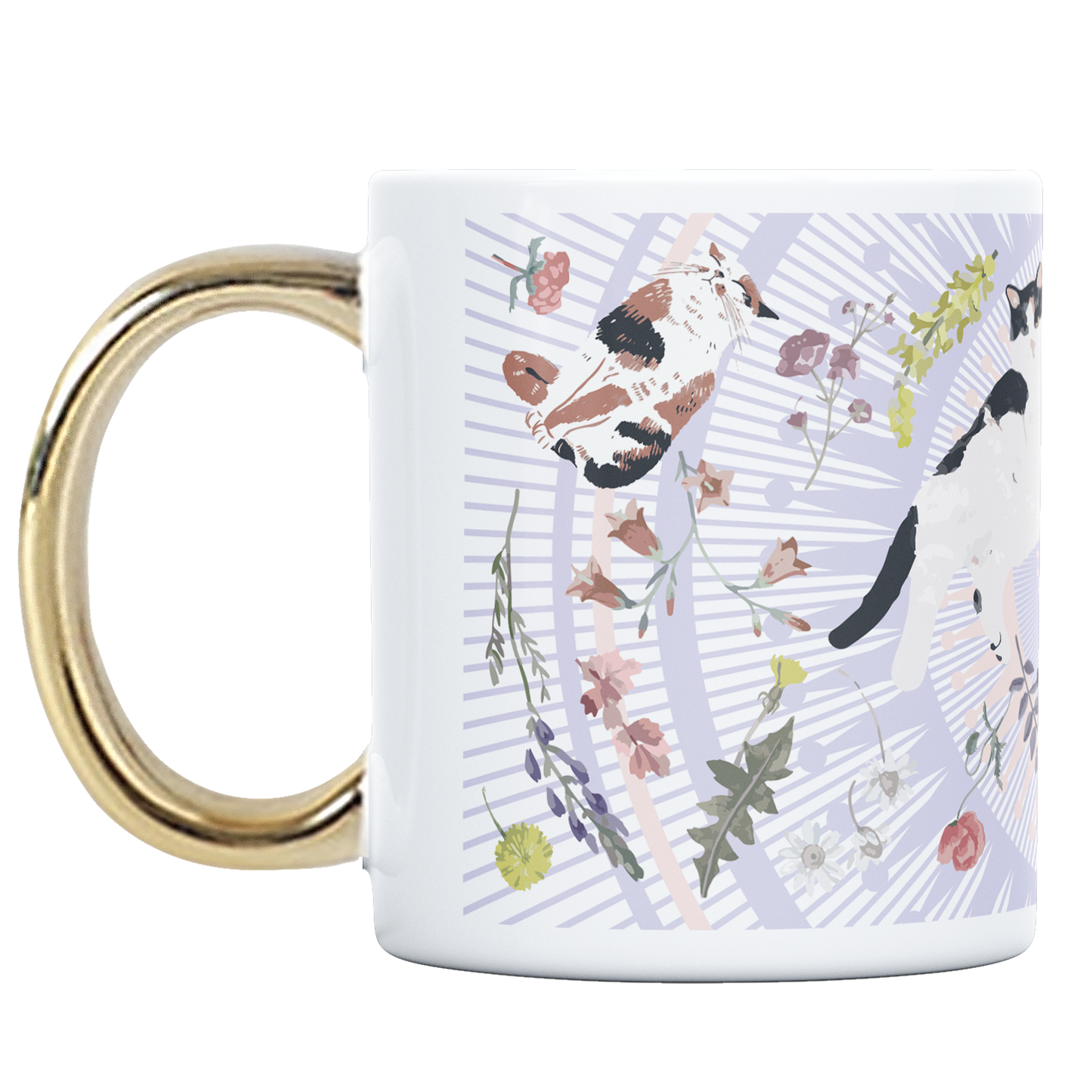 "Yogis Cat and Flower" Mug, Tea Infuser and Coaster Set