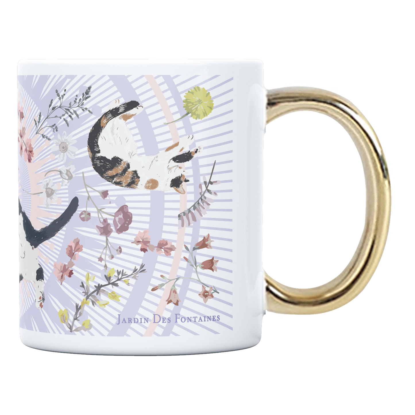 "Yogis Cat and Flower" Mug, Tea Infuser and Coaster Set