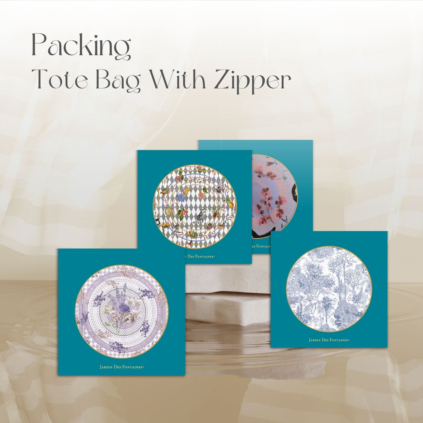 "Secret Violet Garden" Tote Bag With Zipper