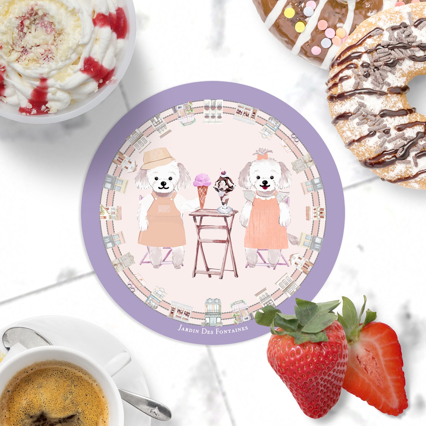 "Oh My Dog" Maltese & Gelato Ceramic Coaster