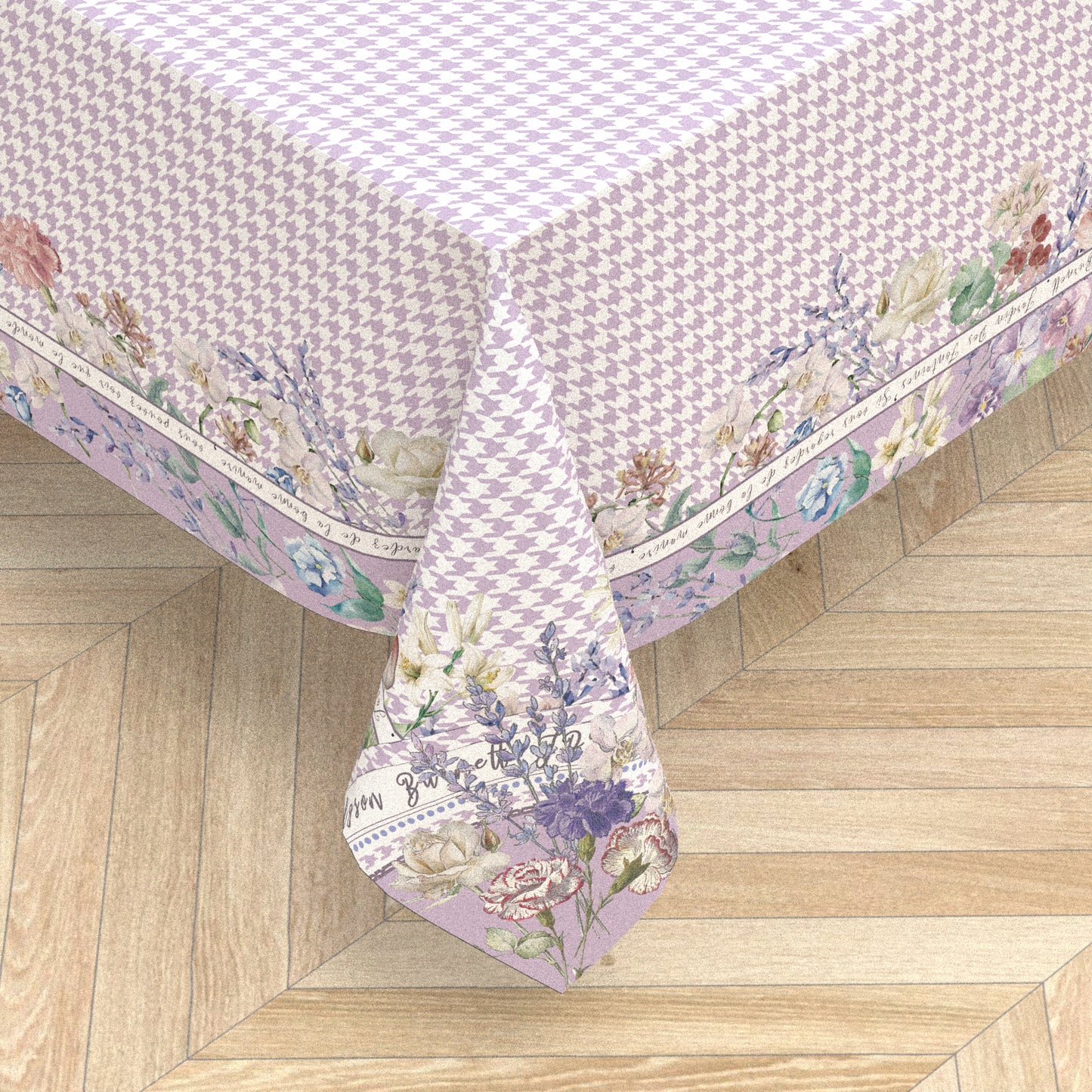 "Secret Violet Garden" Houndstooth Waterproof Tablecloth