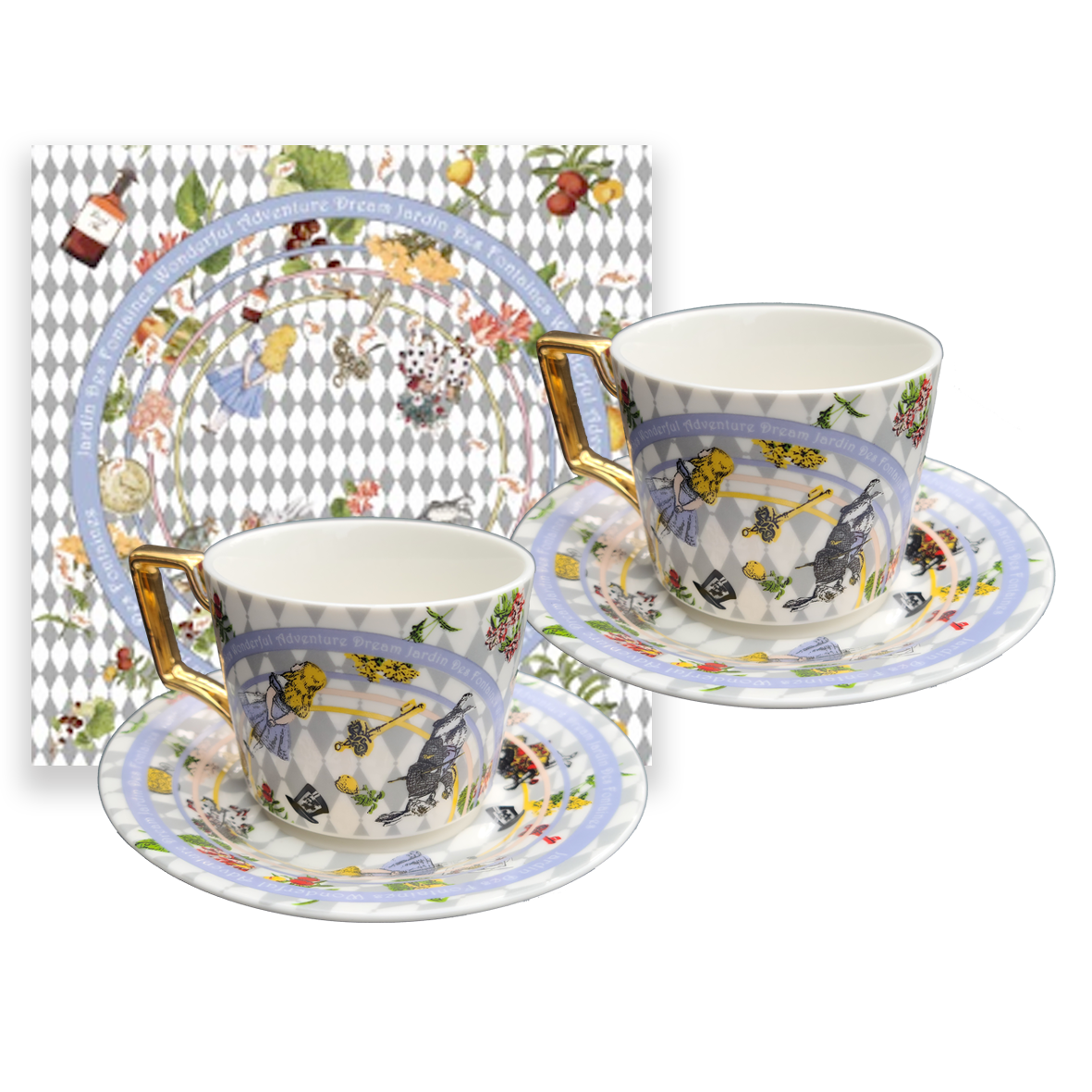 "Wonderful Adventure Dream" Set Of Two Cups and Saucers  ( 200 ml )