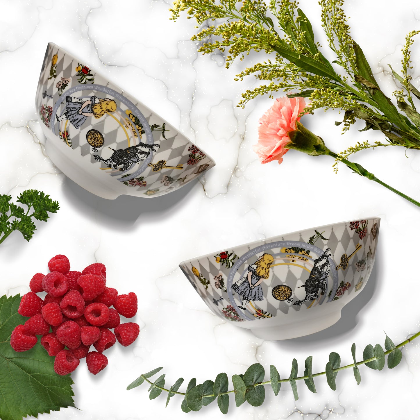 "Wonderful Adventure Dream" Set Of Two Porcelain 6" Noodle Bowls