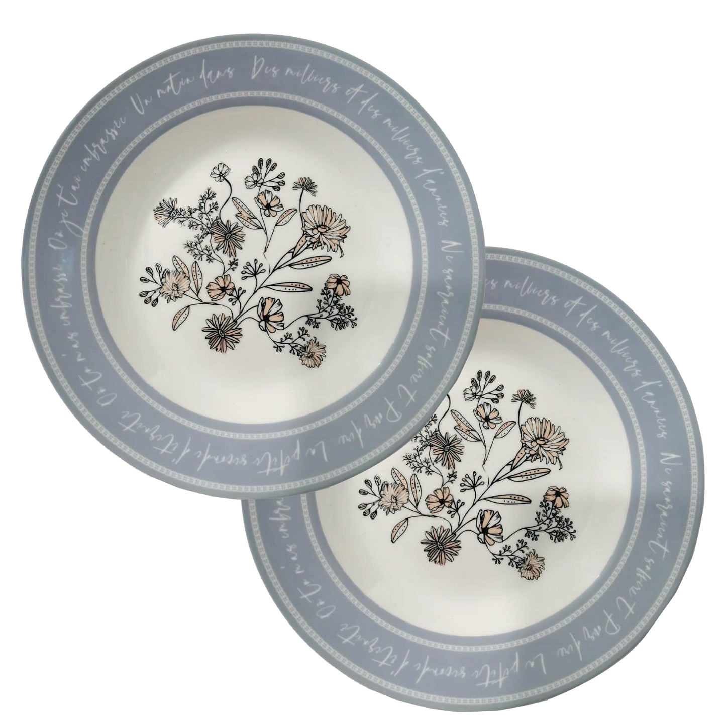 "Wild Blue Yonder" Set Of Two Porcelain 9" Dinner Plates (Deep Plates)