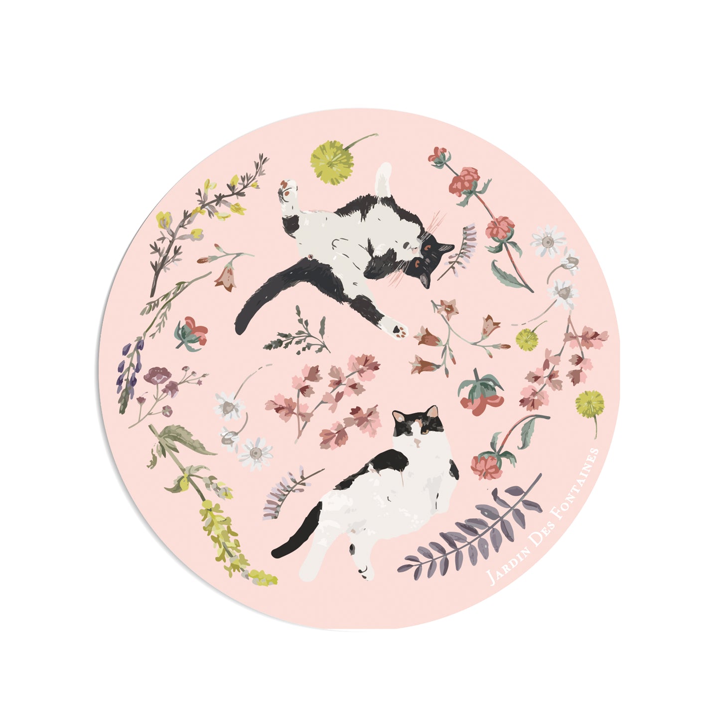 "Yogis Cat and Flower" Ceramic Coaster