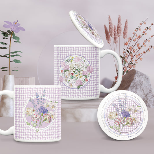 "Secret Violet Garden" Porcelain Mug With Lid 350ml