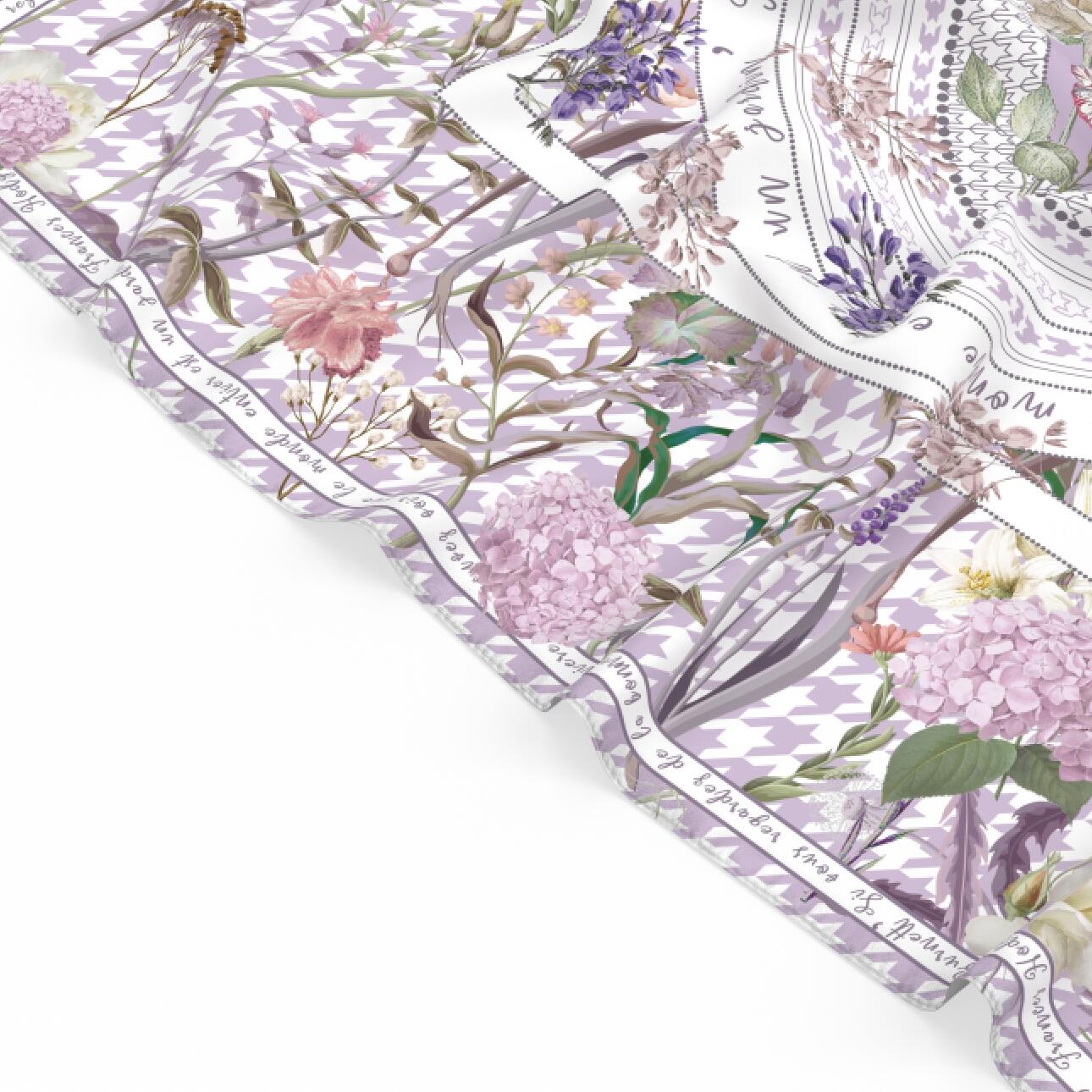 "Secret Violet Garden" 60cm Silky Scarf