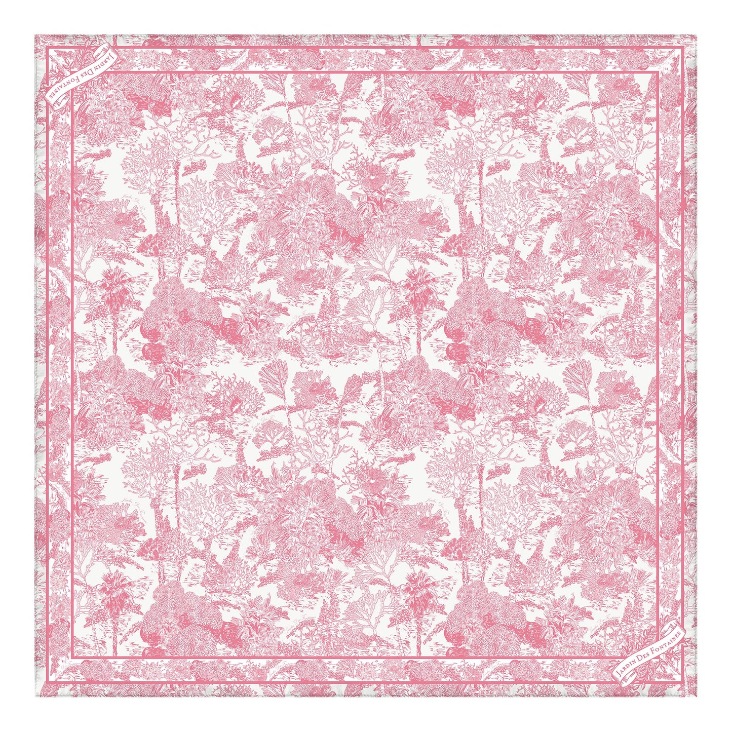 "Toile De Jouy" Pink Silky Scarf (60cm)