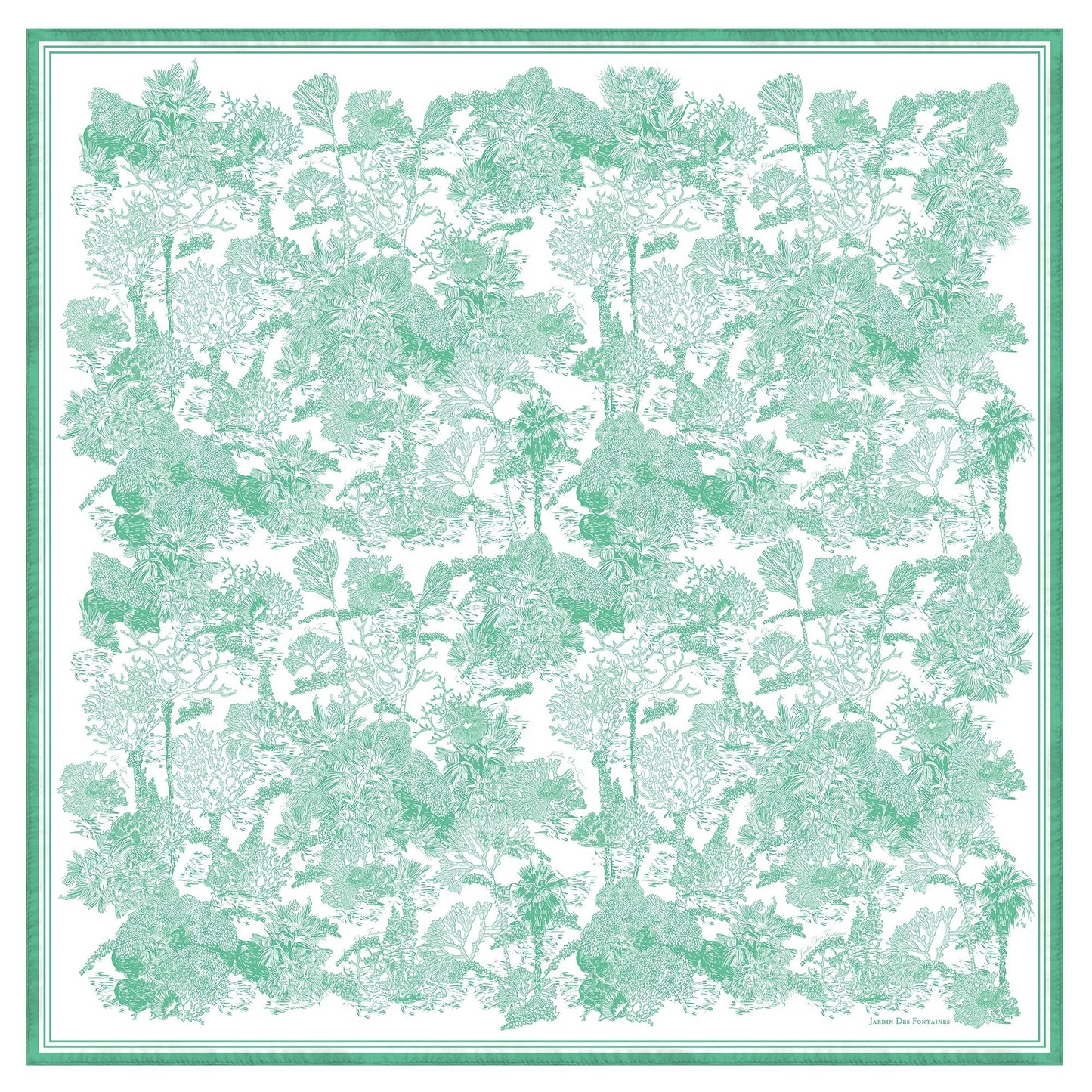 Toile De Jouy Mint GreenSilky Scarf (90cm)