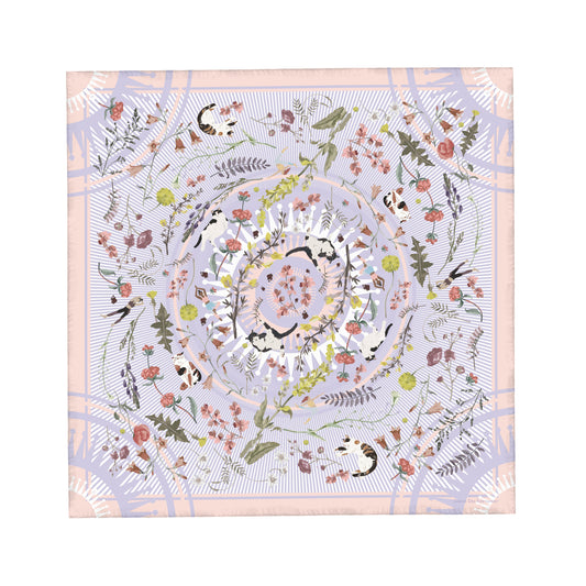 "Yogis Cat and Flower" 60cm Silky Scarf