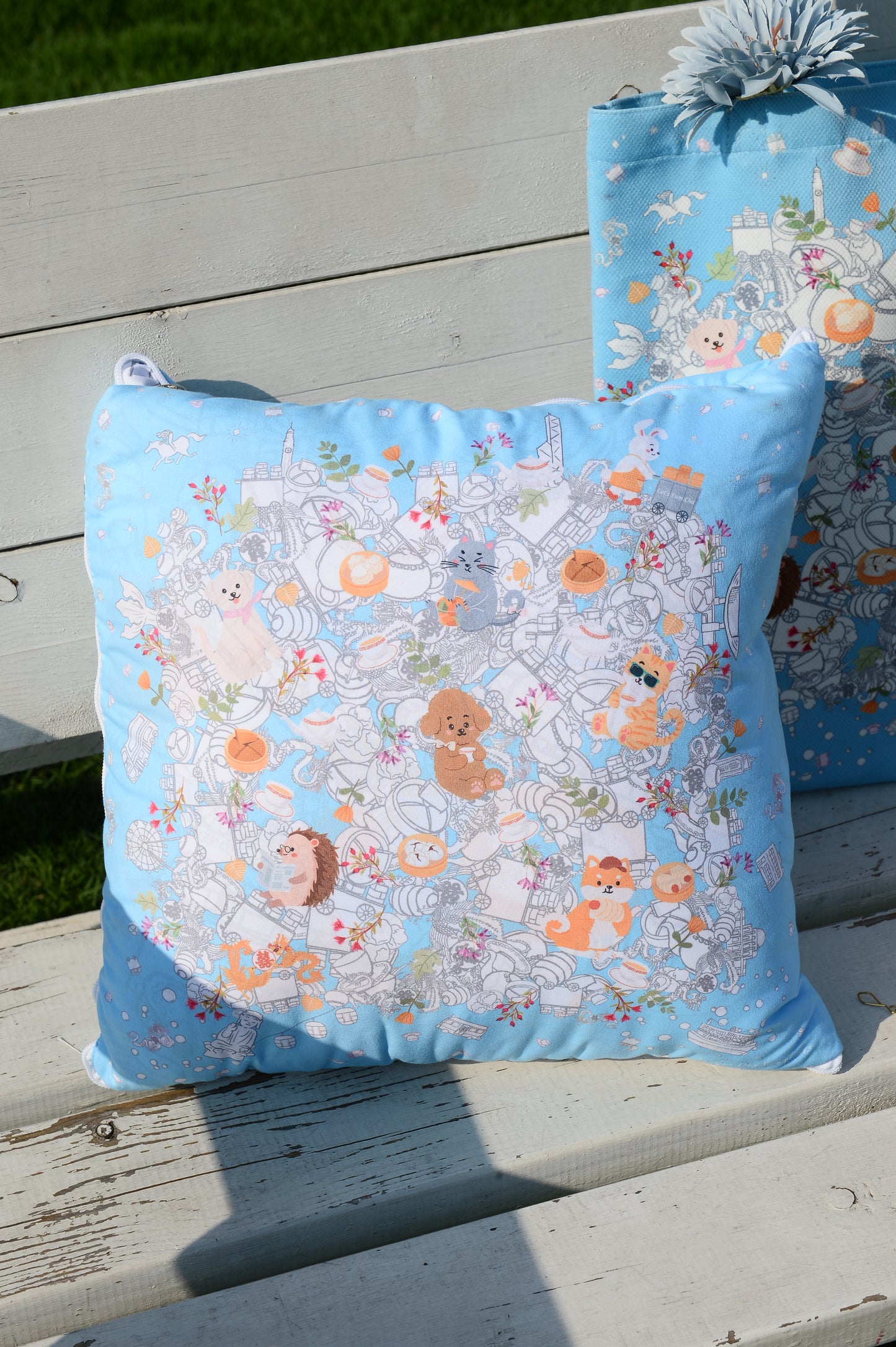 "Let's Yum Cha" Quilt Blanket Pillow 2 In 1