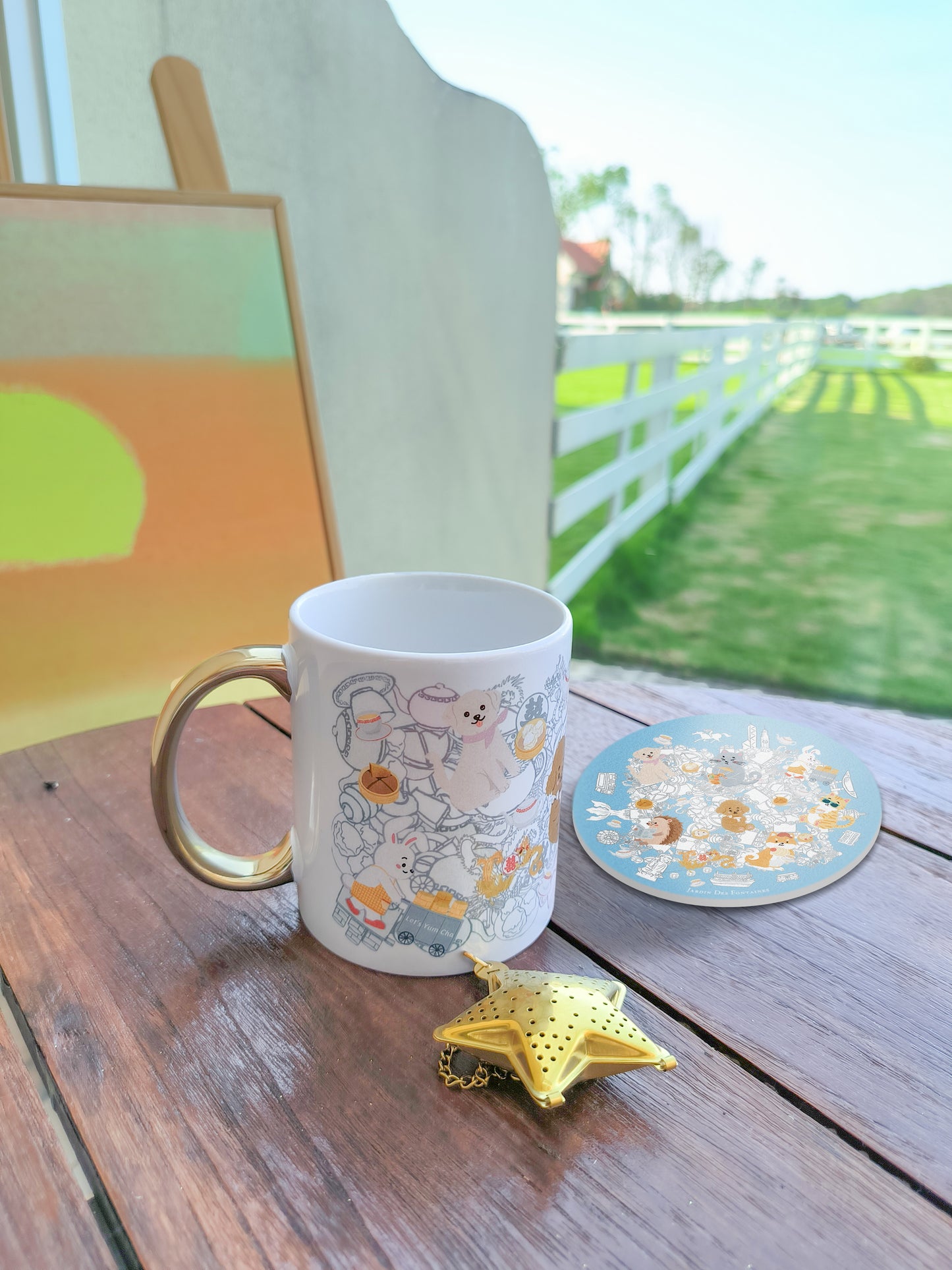 "Let's Yum Cha" Mug, Tea Infuser and Coaster Set
