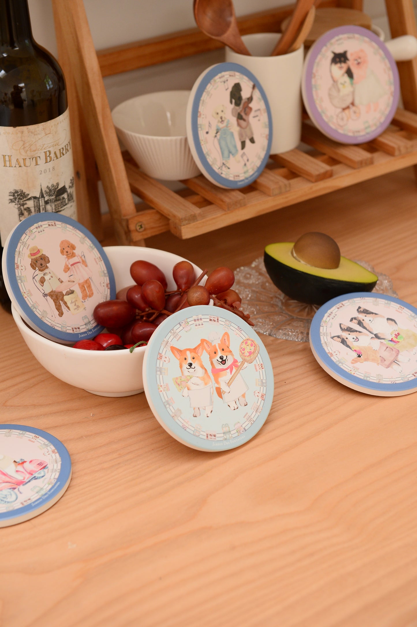 "Oh My Dog" Golden Retriever & Tomato Ceramic Coaster