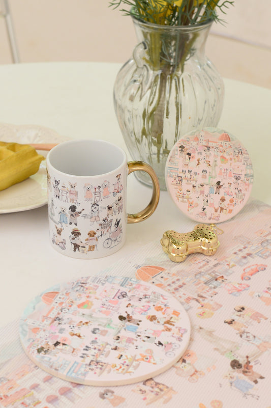 "Oh My Dog" Mug, Tea Infuser and Coaster Set