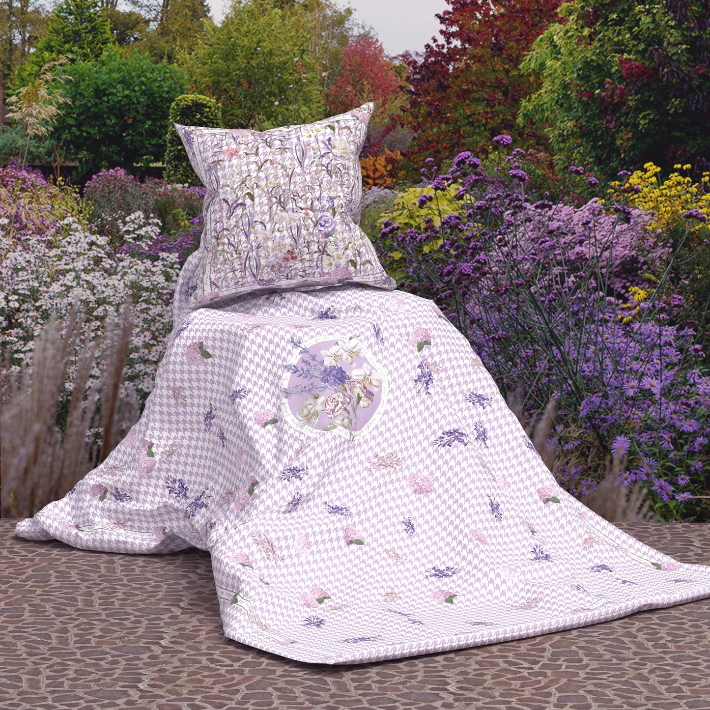 "Secret Violet Garden" Quilt Blanket Pillow 2 in 1
