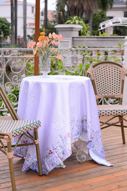 "Secret Violet Garden" Houndstooth Waterproof Tablecloth
