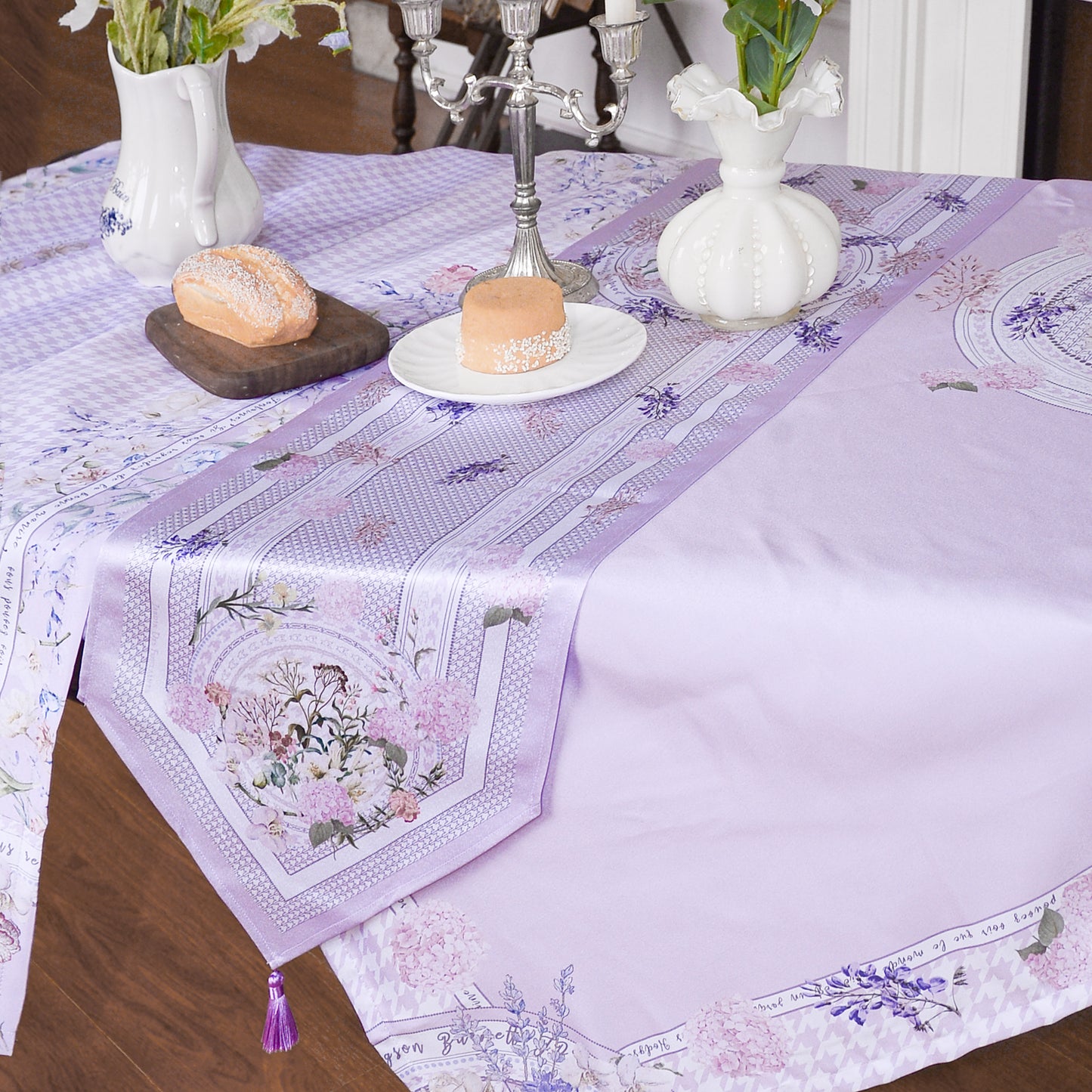 "Secret Violet Garden" Waterproof Table Runner