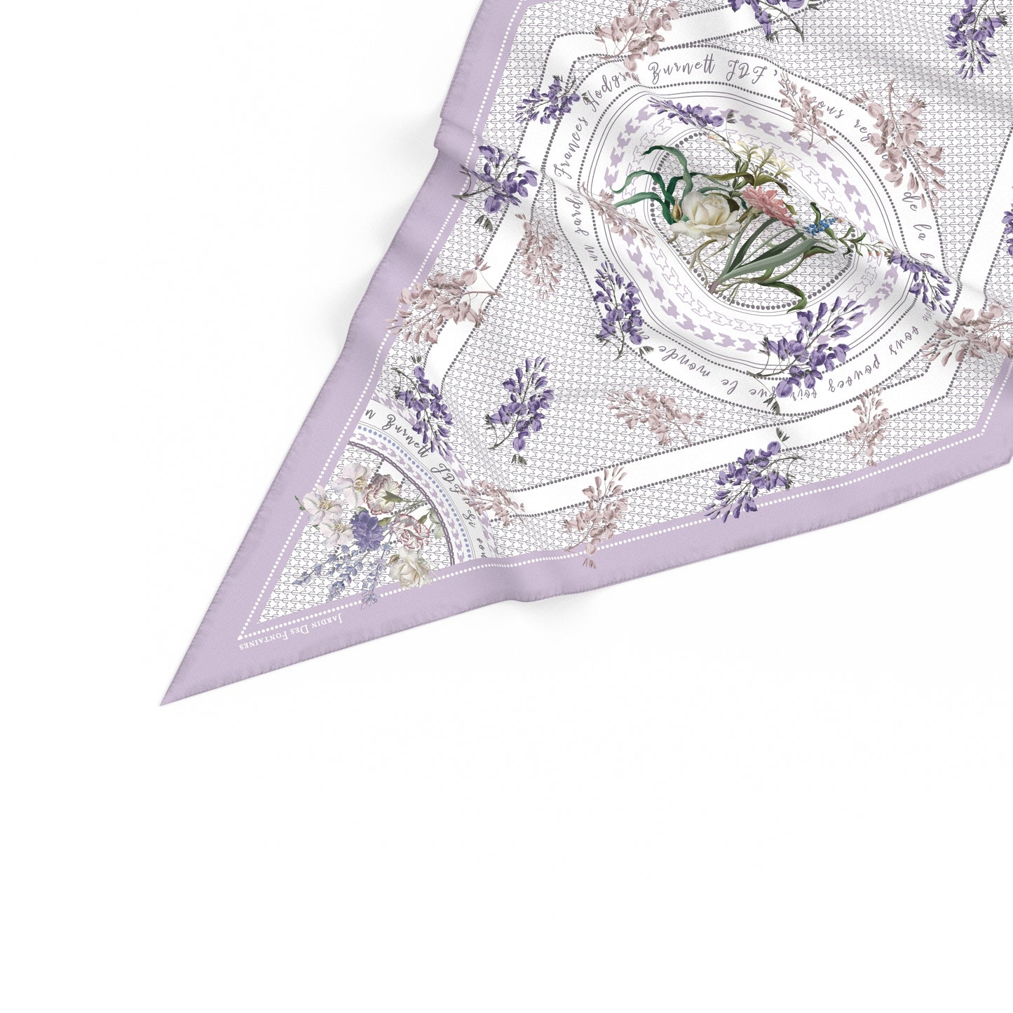 "Secret Violet Garden" Diamond Shape Silky Scarf