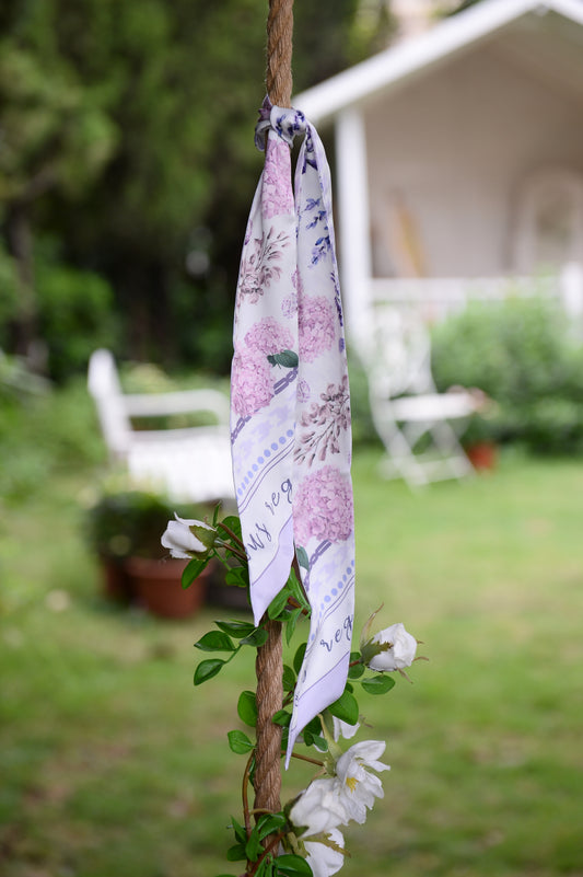 "Secret Violet Garden" Silky Scarf 5cm x 86cm