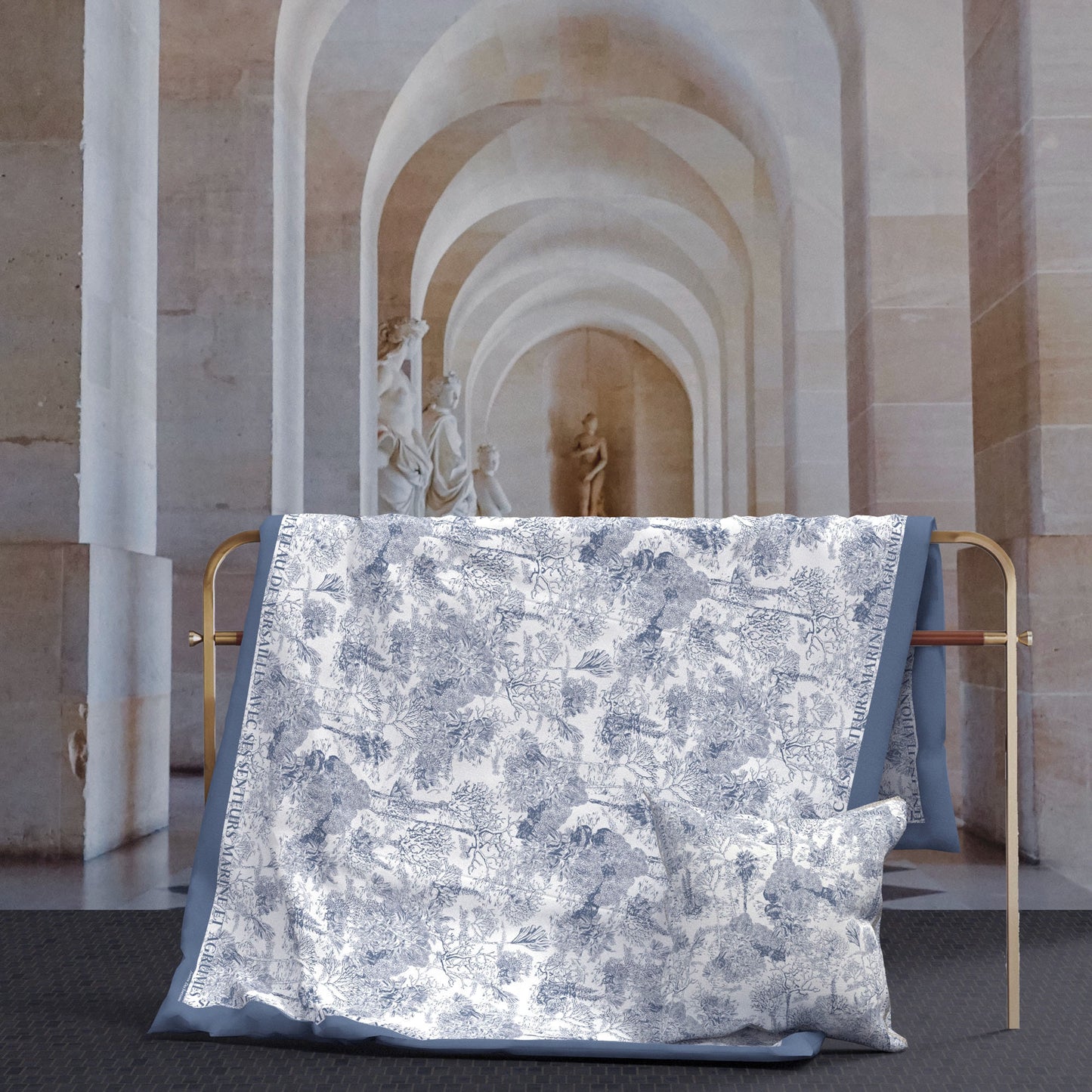 "Toile De Jouy" Quilt Blanket Pillow 2 In 1