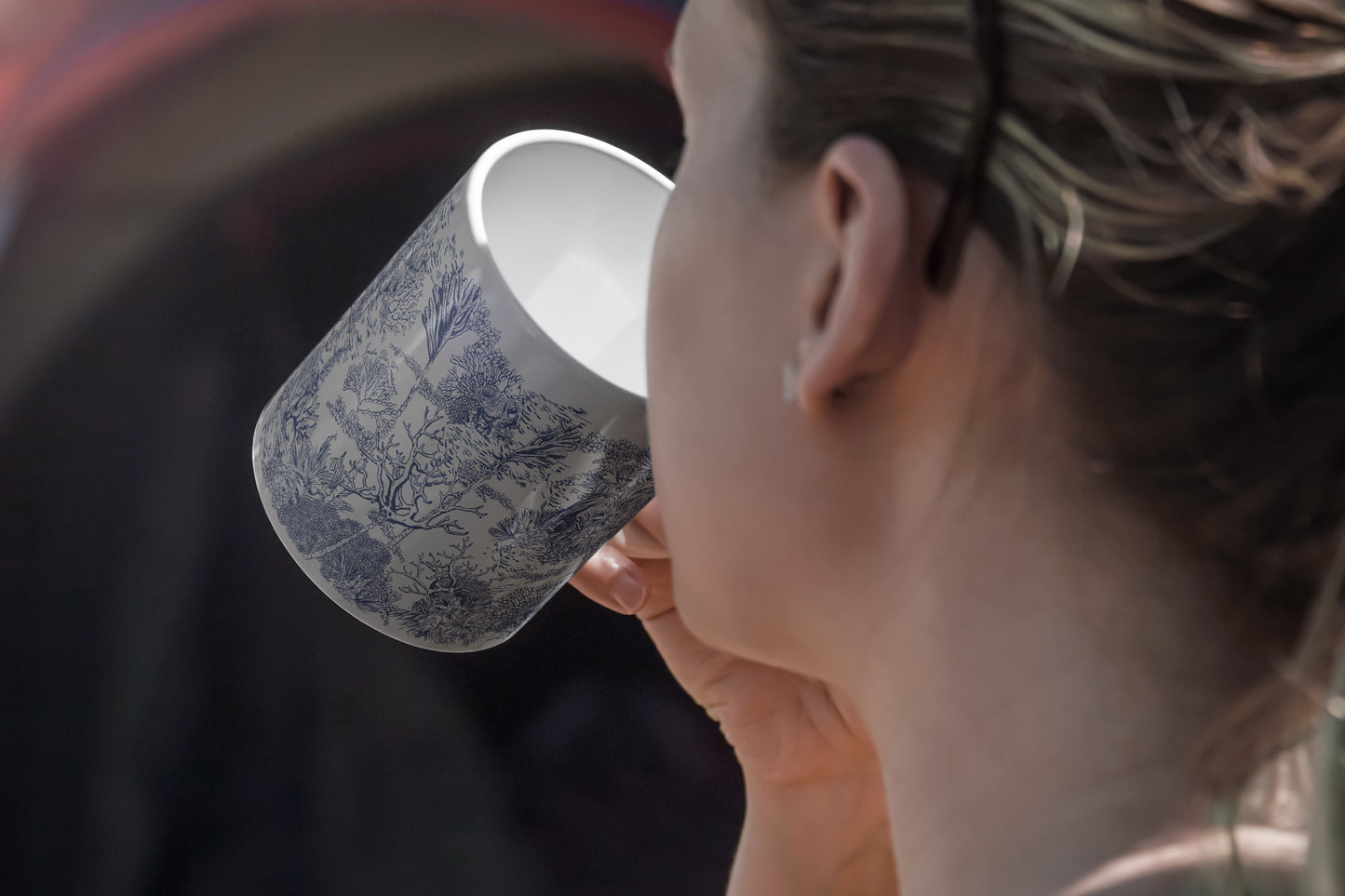 "Toile De Jouy" Porcelain Mug With Lid 350ml