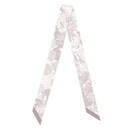 "Toile De Jouy" Pinkish Gray Twilly Silky Scarf (105cm)