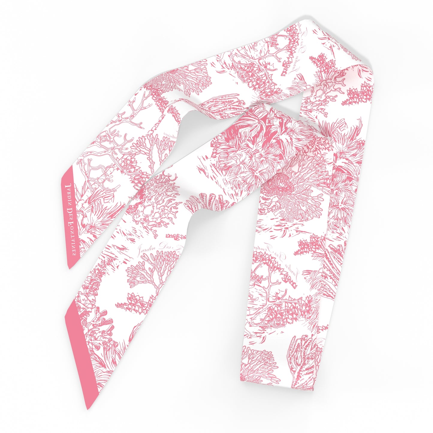 "Toile De Jouy" Pink Twilly Silky Scarf (105cm)