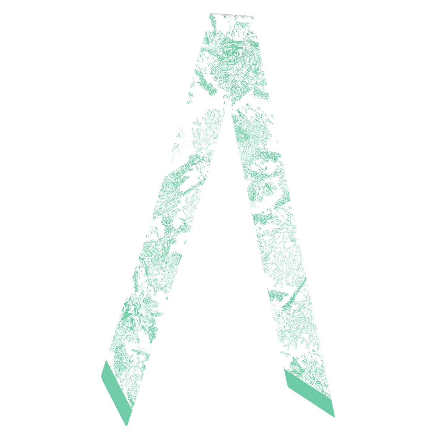 "Toile De Jouy" Mint Green Twilly Silky Scarf (105cm)