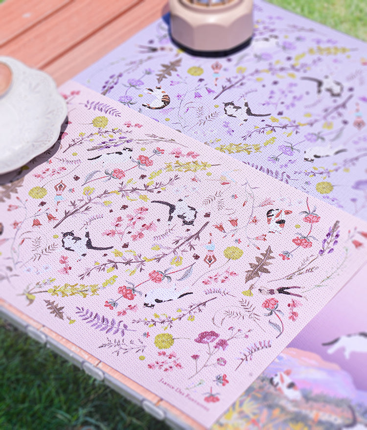 "Yogis Cat and Flower" Woven Table Placemat