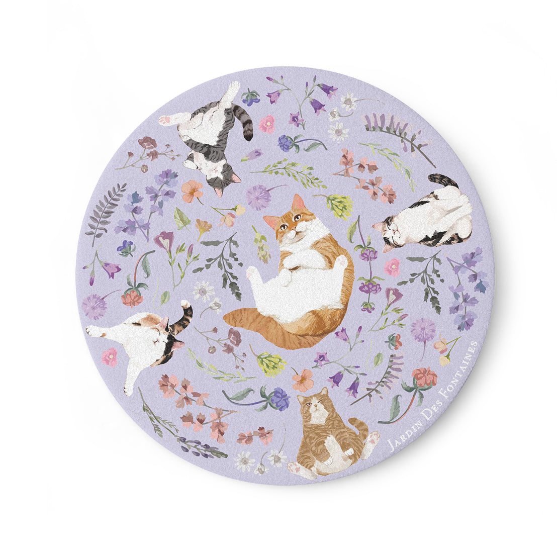 "Yogis Cat and Flower" Ceramic Coaster