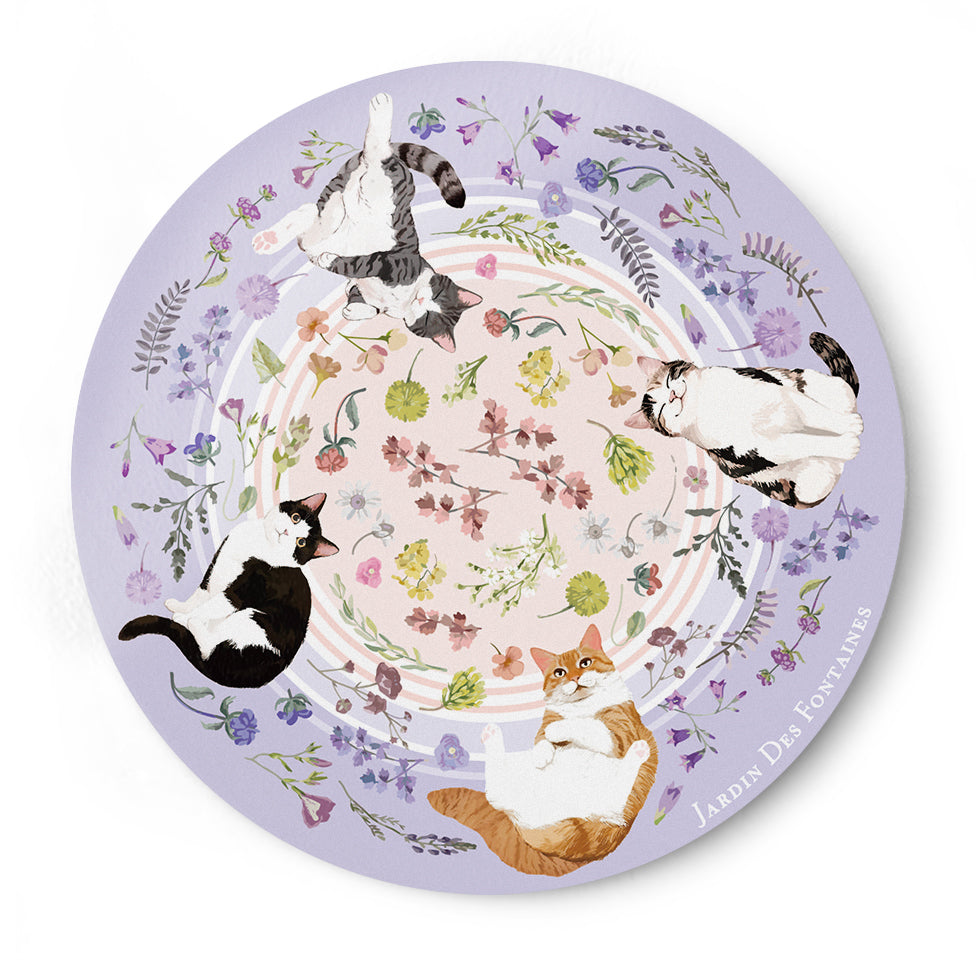 "Yogis Cat and Flower" Floral Ceramic Hot Pad